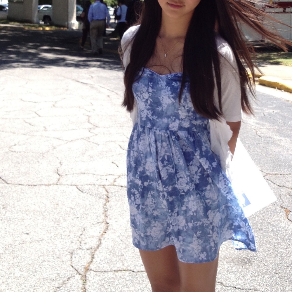 deLiA*s Cute Blue/White Floral Strappy Mini Dress